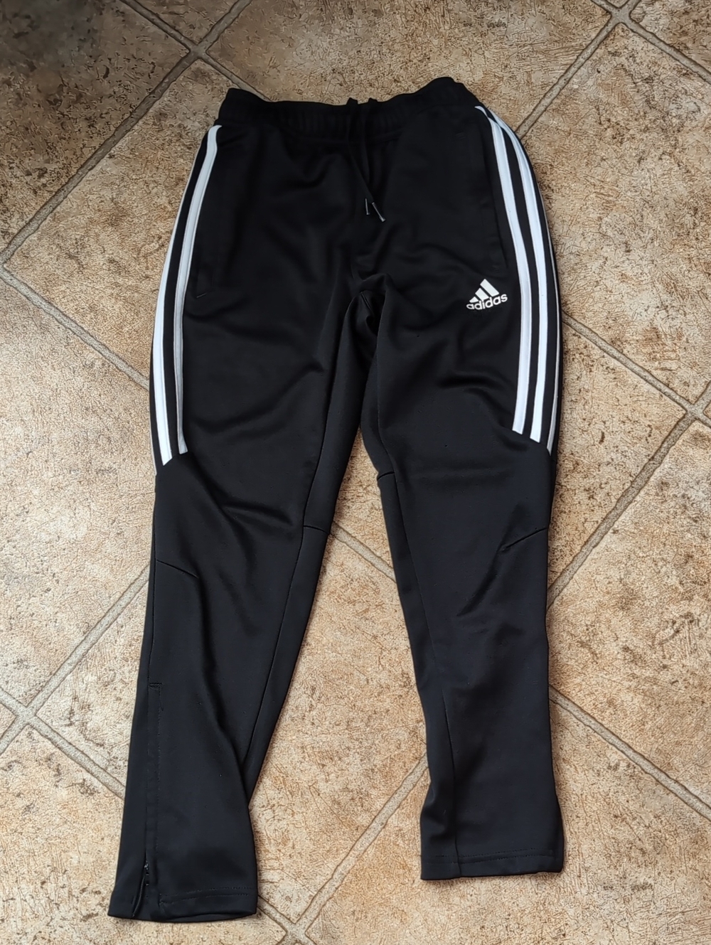 adidas Black Jogger Sweatpants with White Three-Stripes